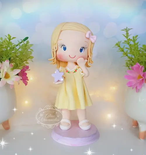 Menina Personalizada Brilha Brilha Estrelinha em Biscuit