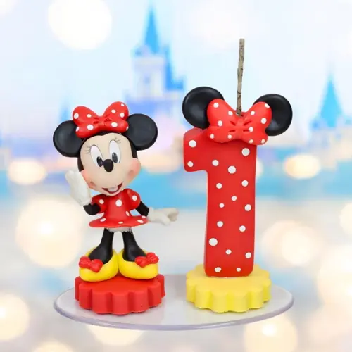 Mini Topo de Bolo Minnie Vermelha em Biscuit/ Vela Minnie