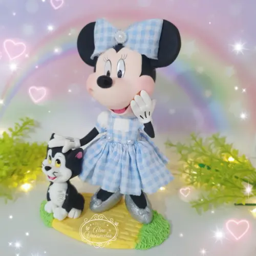 Peça Decorativa Minnie(mágico de Oz) c/ Gato Figaro Biscuit