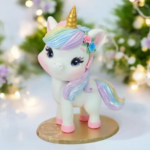 Peça Decorativa Unicórnio 20cm em Biscuit