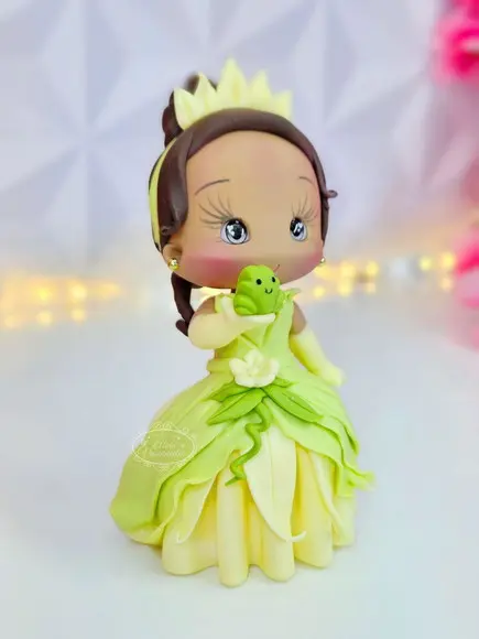 Princesa Tiana (a Princesa e o Sapo) Estilo Cute em Biscuit