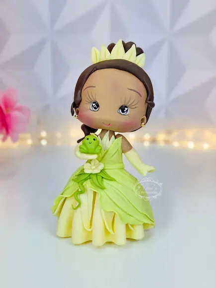Princesa Tiana (a Princesa e o Sapo) Estilo Cute em Biscuit