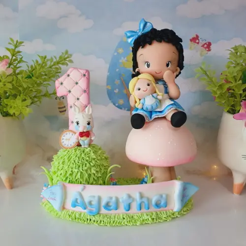 Topo de Bolo Alice País das Maravilhas(personalizada)biscuit