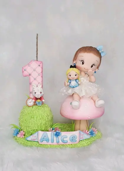 Topo de Bolo Alice País das Maravilhas(personalizada)biscuit