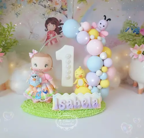 Topo de Bolo Arco Desconstruído Galinha Pintadinha Candy Bis