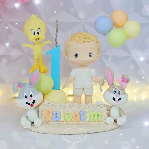 Topo de Bolo Baby Looney Tunes em Biscuit