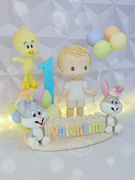 Topo de Bolo Baby Looney Tunes em Biscuit