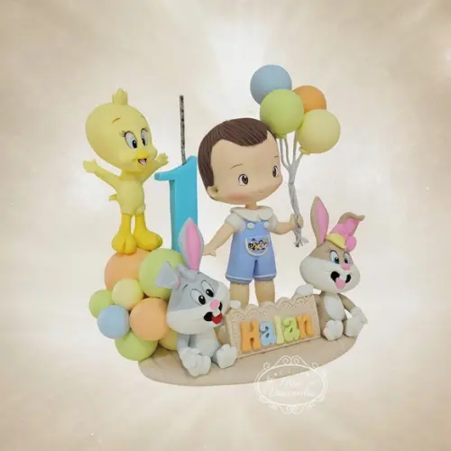 Topo de Bolo Baby Looney Tunes em Biscuit