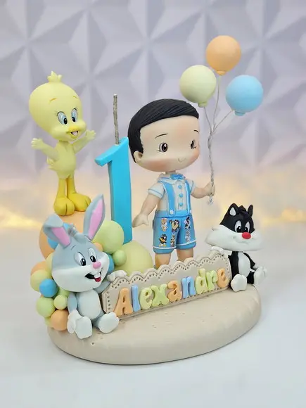 Topo de Bolo Baby Looney Tunes em Biscuit
