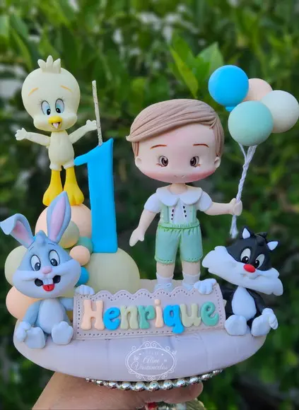 Topo de Bolo Baby Looney Tunes em Biscuit