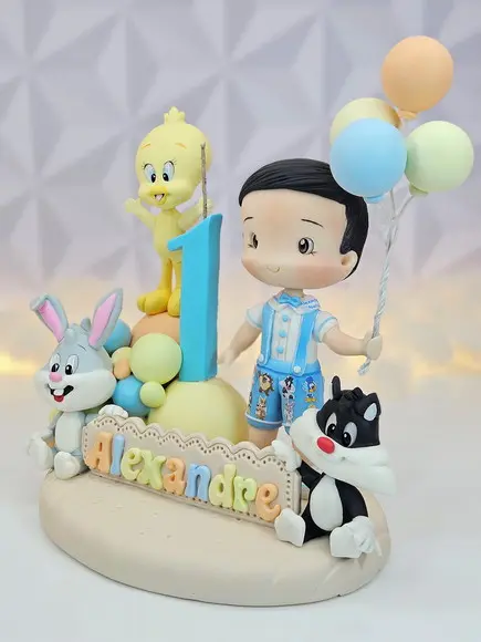 Topo de Bolo Baby Looney Tunes em Biscuit