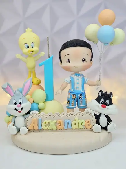Topo de Bolo Baby Looney Tunes em Biscuit