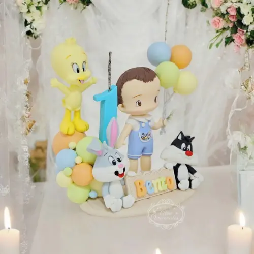 Topo de Bolo Baby Looney Tunes em Biscuit
