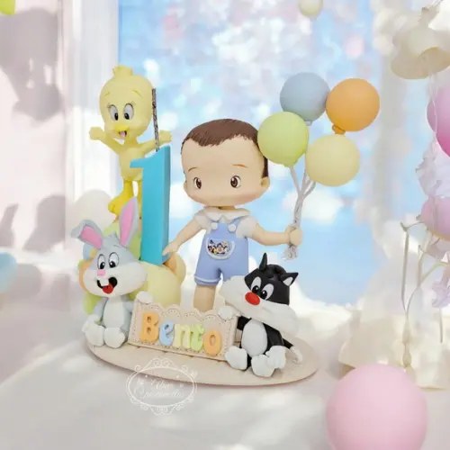 Topo de Bolo Baby Looney Tunes em Biscuit