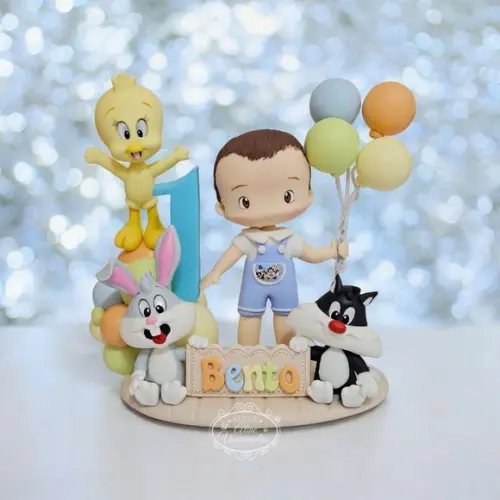 Topo de Bolo Baby Looney Tunes em Biscuit