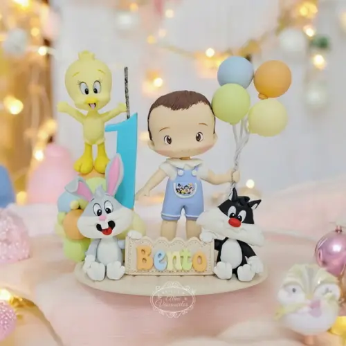 Topo de Bolo Baby Looney Tunes em Biscuit