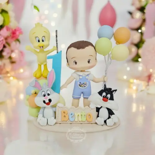Topo de Bolo Baby Looney Tunes em Biscuit