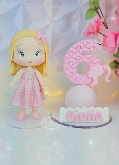 Topo de Bolo Barbie Personalizada em Biscuit