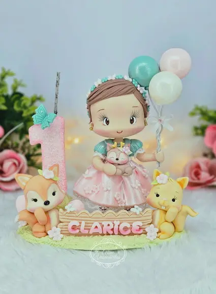 Topo de Bolo Bosque Encantado Personalizado em Biscuit