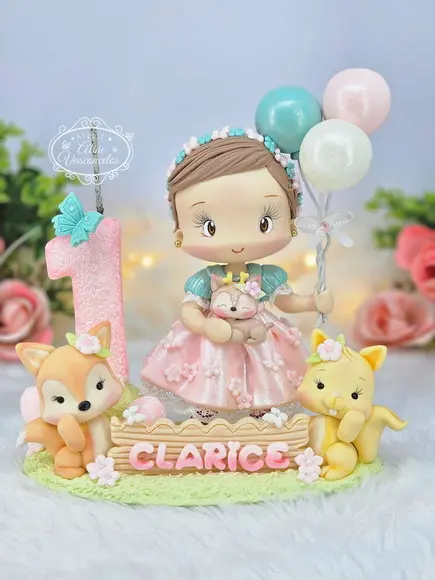 Topo de Bolo Bosque Encantado Personalizado em Biscuit
