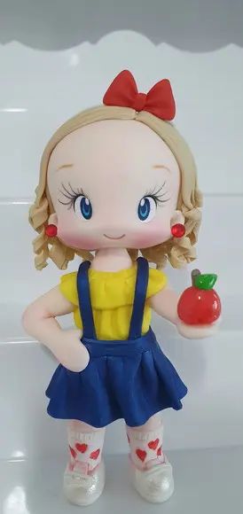 Topo de Bolo Branca de Neve Personalizada em Biscuit