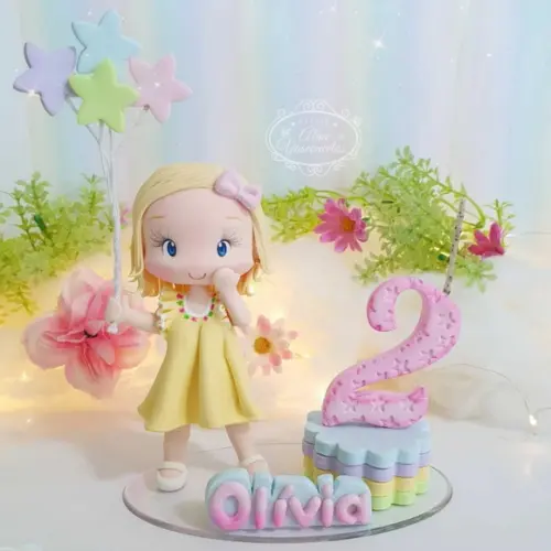 Topo de Bolo Brilha Brilha Estrelinha em Biscuit