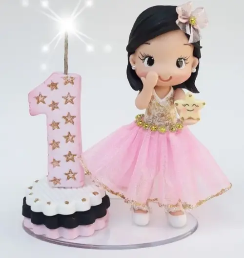 Topo de Bolo Brilha Brilha Estrelinha em Biscuit