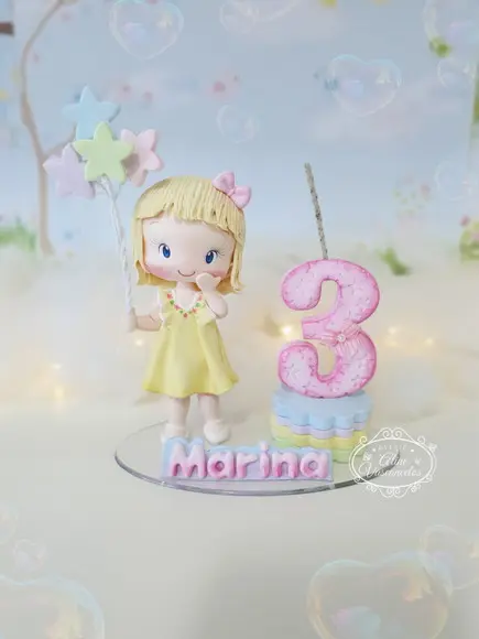 Topo de Bolo Brilha Brilha Estrelinha em Biscuit