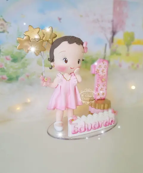 Topo de Bolo Brilha Brilha Estrelinha em Biscuit