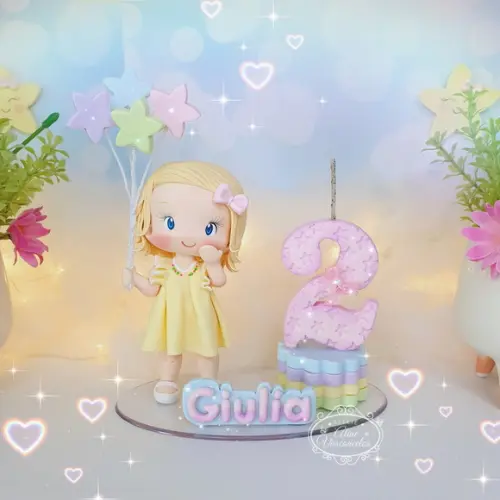 Topo de Bolo Brilha Brilha Estrelinha em Biscuit