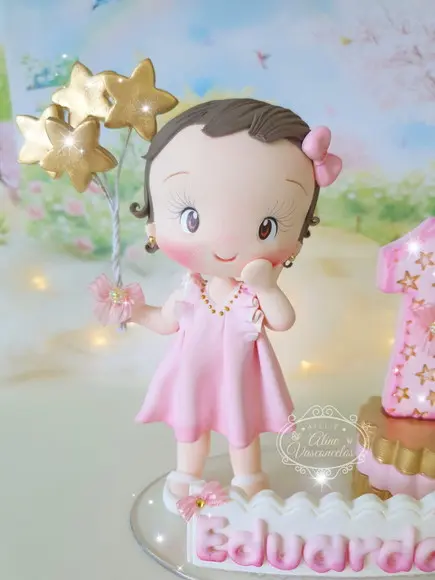 Topo de Bolo Brilha Brilha Estrelinha em Biscuit