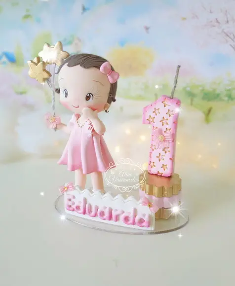 Topo de Bolo Brilha Brilha Estrelinha em Biscuit