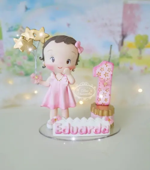 Topo de Bolo Brilha Brilha Estrelinha em Biscuit