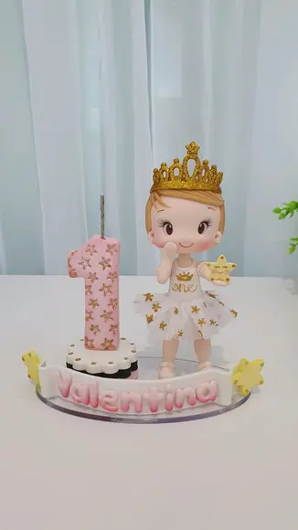 Topo de Bolo Brilha Brilha Estrelinha em Biscuit