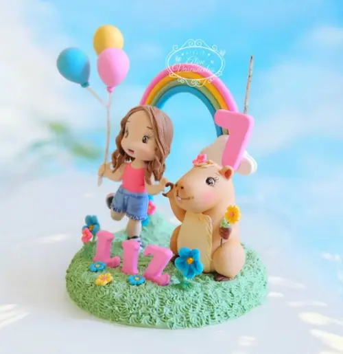 Topo de Bolo Capivara Personalizado em Biscuit