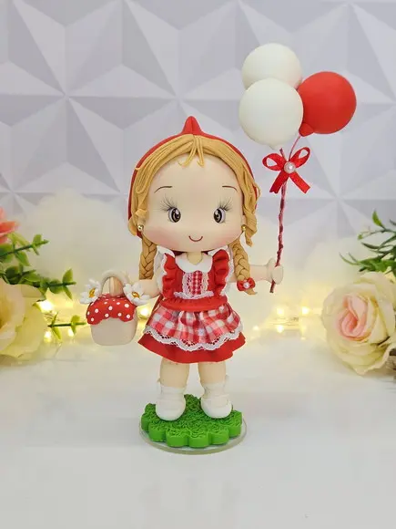 Topo de Bolo Chapeuzinho Vermelho Personalizada em Biscuit