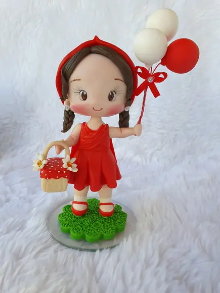 Topo de Bolo Chapeuzinho Vermelho Personalizada em Biscuit