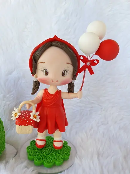 Topo de Bolo Chapeuzinho Vermelho Personalizada em Biscuit