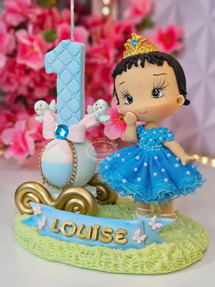 Topo de Bolo Cinderela Personalizada Como Aniversariante