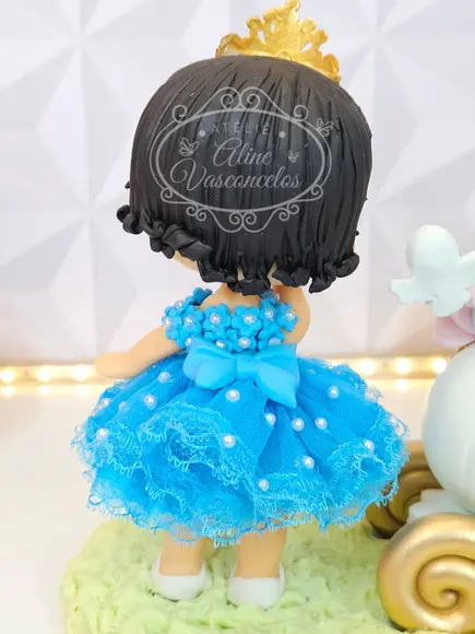 Topo de Bolo Cinderela Personalizada Como Aniversariante