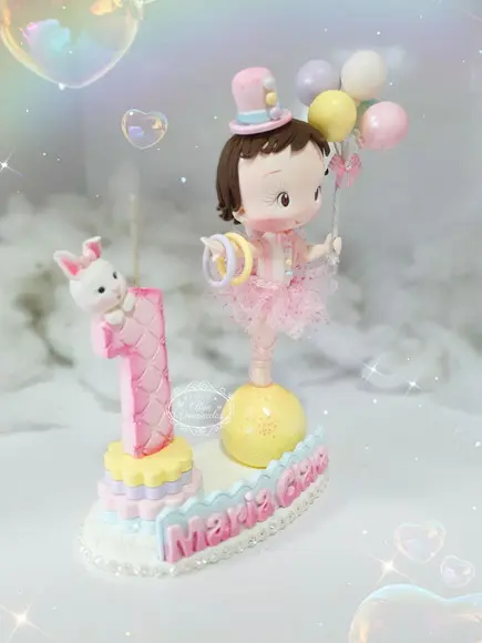 Topo de Bolo Circo Rosa (equilibrista) Personalizado Biscuit