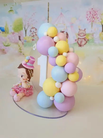 Topo de Bolo Circo Rosa Personalizado em Biscuit