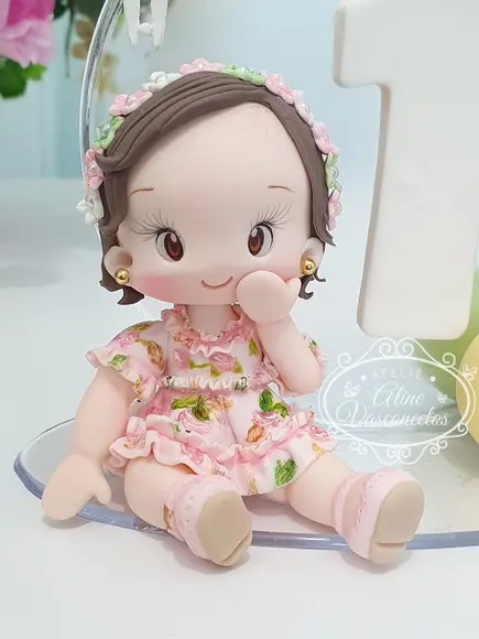 Topo de Bolo Criança Personalizada em Biscuit