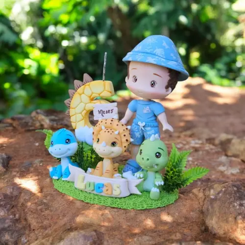 Topo de Bolo Dinossauro Baby Personalizado em Biscuit