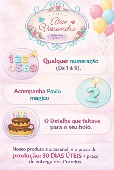Topo de Bolo Dinossauro Baby Personalizado em Biscuit