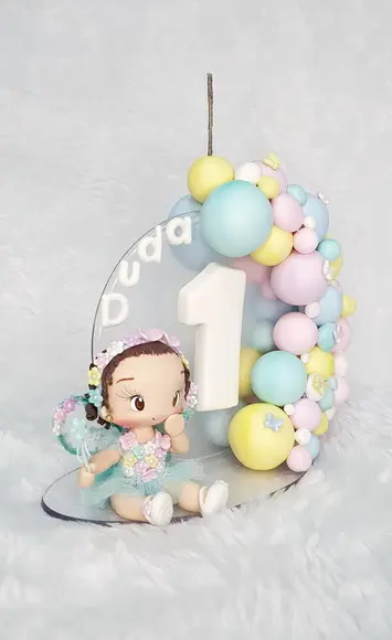 Topo de Bolo Fada Personalizada em Biscuit