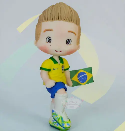 Topo de Bolo Futebol Copa do Mundo Personalizado em Biscuit