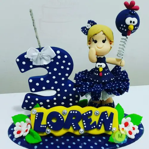 Topo de Bolo Galinha Pintadinha em Biscuit