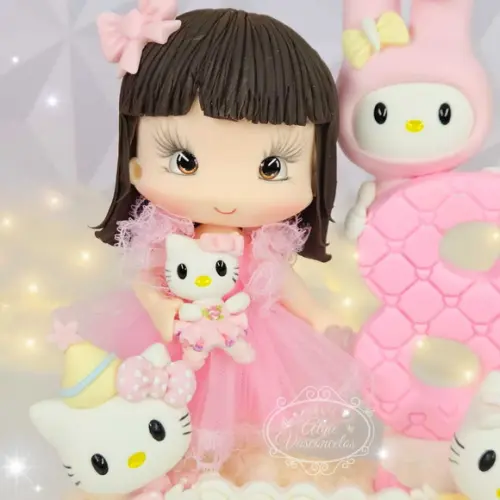 Topo de Bolo Hello Kitty Personalizado em Biscuit