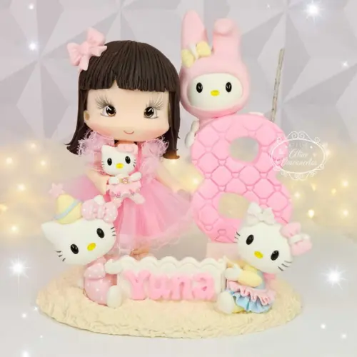 Topo de Bolo Hello Kitty Personalizado em Biscuit